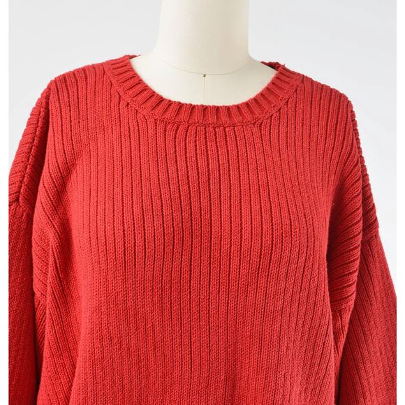 Vintage 90s Gap Red Cotton Knit Pullover Sweater Unisex size L XL - Picture 3 of 7